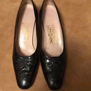 Size 7 1/2 AAA black Ferragamo shoes